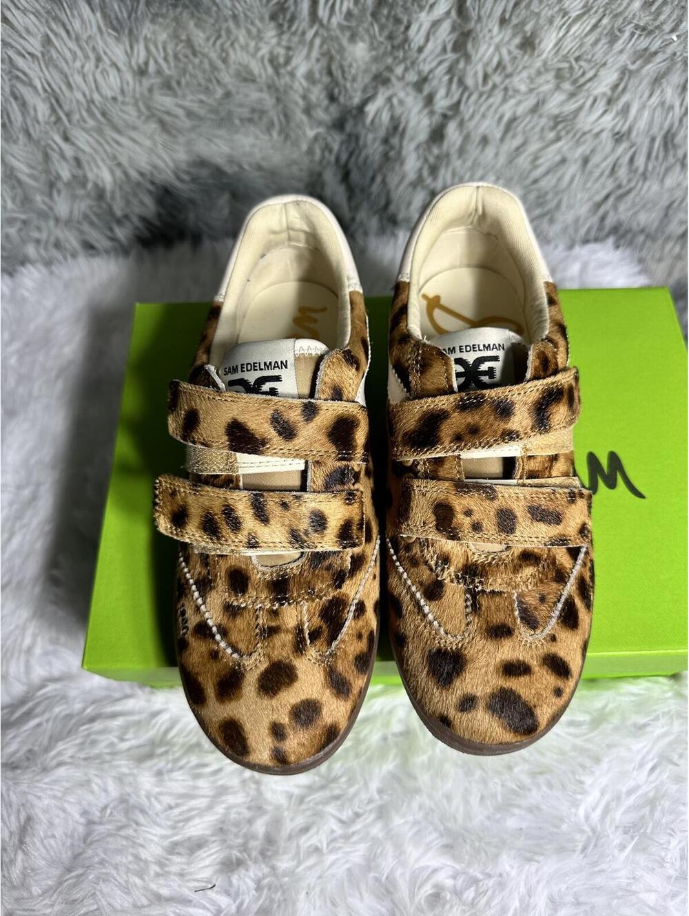 Sam Edelman Talia Brown Leo Print Sneakers Size 6 - Picture 2 of 9